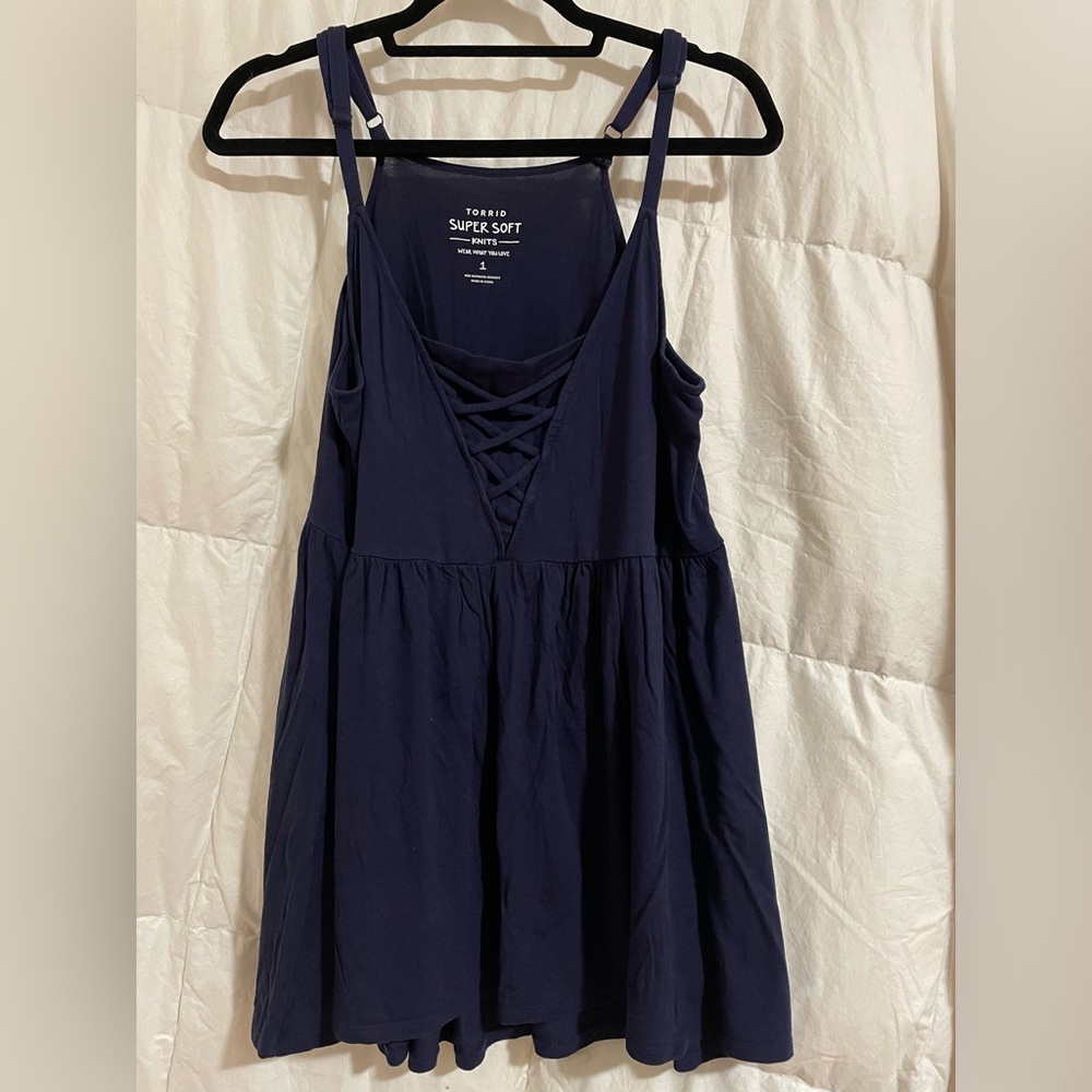 torrid Navy Blue Crisscross Tank Top
